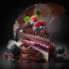 Elegant Fancy Decorated Cake - Generative AI