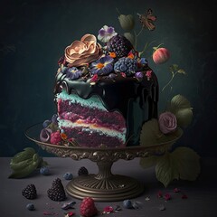 Elegant Fancy Decorated Cake - Generative AI
