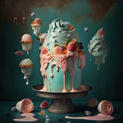 Elegant Fancy Decorated Cake - Generative AI