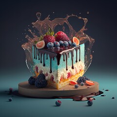 Elegant Fancy Decorated Cake - Generative AI