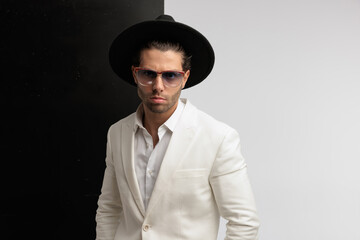 male model posing with a serious look on his face