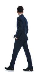 businessman walking and being distracted by something