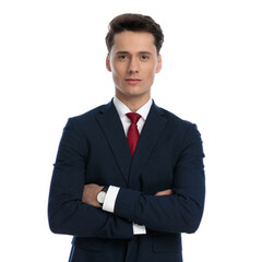 businessman crossing his arms at chest