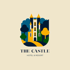 Flat Modern Minimalist Castle Logo