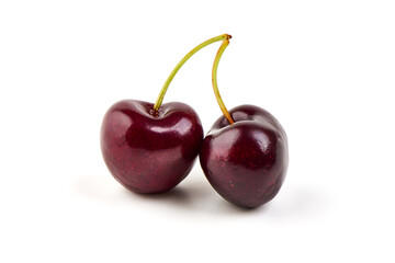 Sweet cherry, isolated on white background.