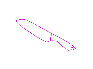 illustration of a pink toothbrush. Food tool accessory. Kitchen tool accessory. Restaurant tool. Chef knife icon. Chef knife silhouette