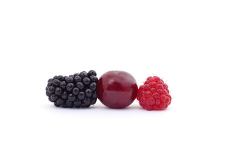 Raspberry blackberry and cherry.