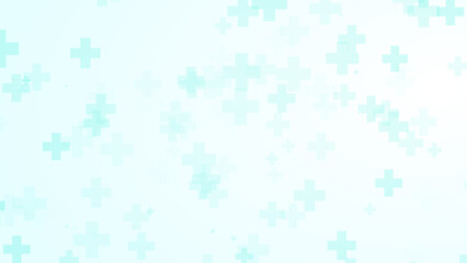 Abstract white blue green colors cross pattern healthcare background.