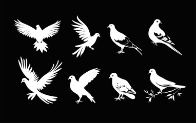 Dove Vector Set, Christian Doves, Bird Vector Set