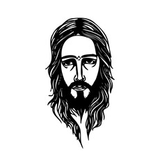 Jesus Black Vector, Jesus Head Symbol, Jesus Artwork