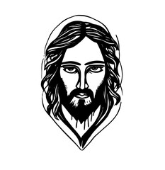 Jesus Black Vector, Jesus Head Symbol, Jesus Artwork