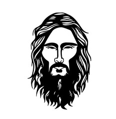 Jesus Black Vector, Jesus Head Symbol, Jesus Artwork