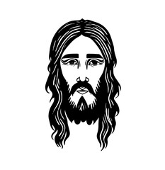 Jesus Black Vector, Jesus Head Symbol, Jesus Artwork