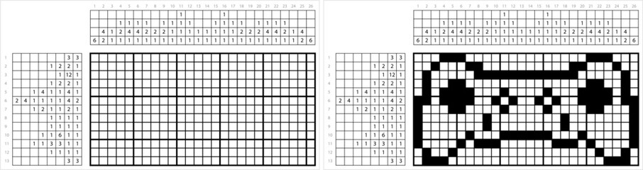 Fototapeta premium Game Controller Icon Nonogram Pixel Art M_2302001