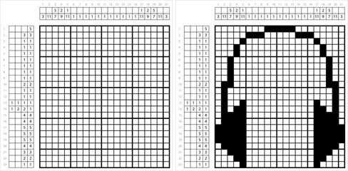 Fototapeta premium Headphone Icon Nonogram Pixel Art M_2302002