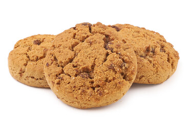 Chocolate chip cookie on a white background