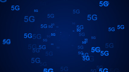 Abstract digital 5G Internet technology blue background.