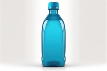 blank blue platic bottle on a white background