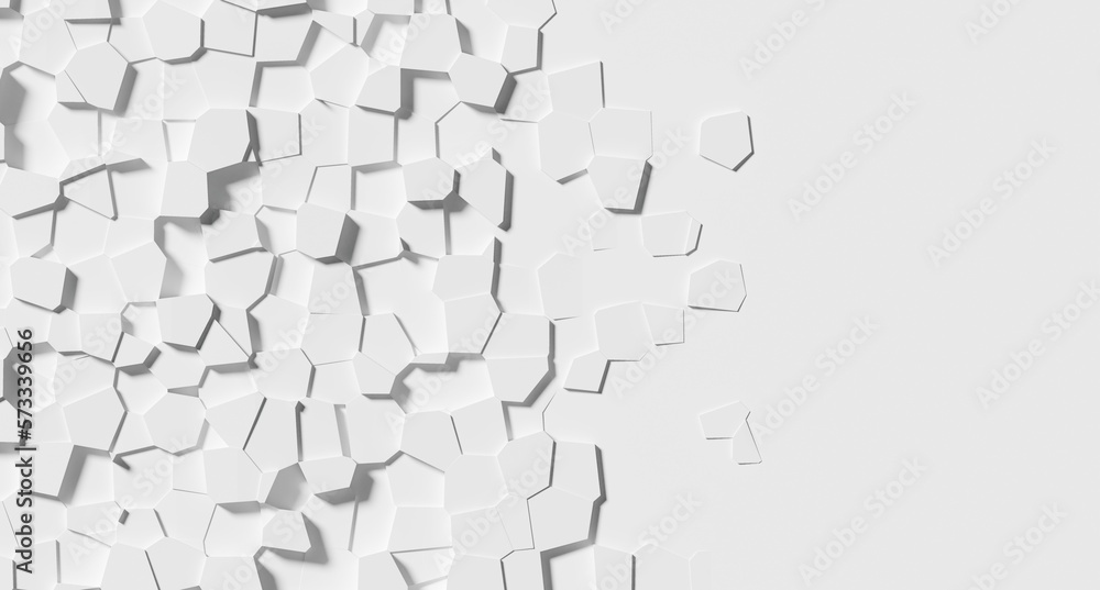 Poster random shifted white polygon geometrical small prism shaped fracture structure pattern background wa