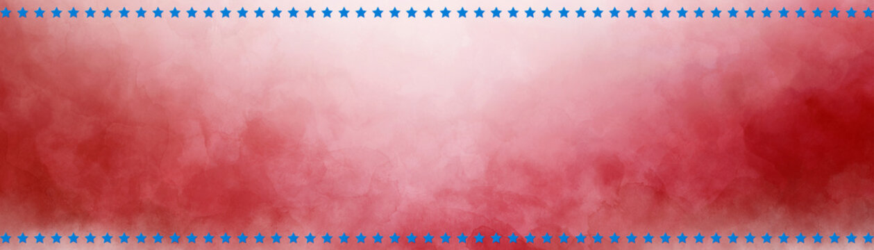 July 4th background design, watercolor painted red and white texture with blue star border, patriotic presidents day, veterans day, or memorial day background, blank award template