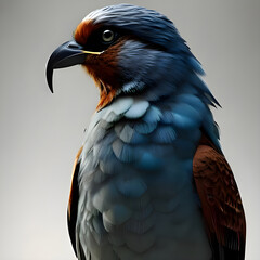 close up of a blue and brown hawk - artificial inteligence