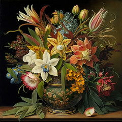 floral bouquet, art illustration 