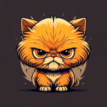 Cartoony Cute Agry Cat Watching At Camera