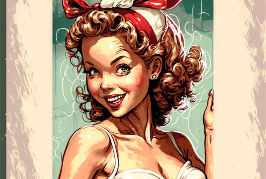 Pin Up Girls, Pinup Vintage Cliparts Graphic by Painting Pixel