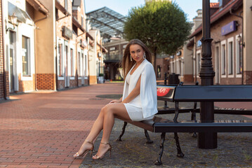 Fashionable woman in european city