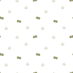 Vector seamless pattern with hand drawn apples. Flat style minimalist vector background. Pastel colors trendy illustration