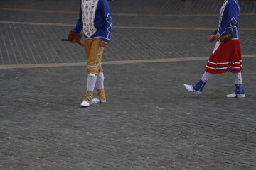 Fototapeta na wymiar Basque folk dance in a street festival