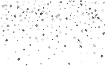 Star confetti. Silver casual confetti background. Bright design pattern.