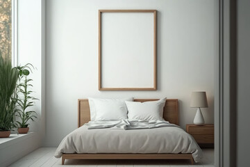 olden wodden picture frame mockup vertical frame - generative ai