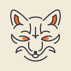 Abstract silhouette of a fox, minimalistic illustration of the muzzle of an animal, a line art logo on a white background
