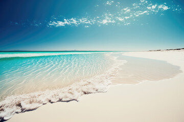 Obraz premium Blue ocean beach background. Illustration AI Generative