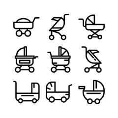 baby stroller icon or logo isolated sign symbol vector illustration - high quality black style vector icons
