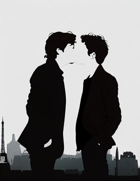 couple of men kissing, generative ai