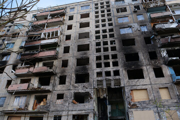 Russian terrorists dropped bombs and destroyed building,killed civilians in Kyiv