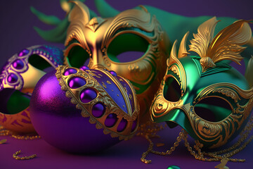 Mardi gras mask for the carnival celebration. AI generated image