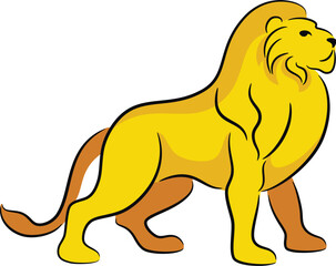 illustration of a lion, isolated. Wild animal