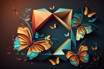 Geometric shapes butterfly background digital art.