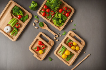 IA comida vegana, comida vegetal, comida sana, menú vegano