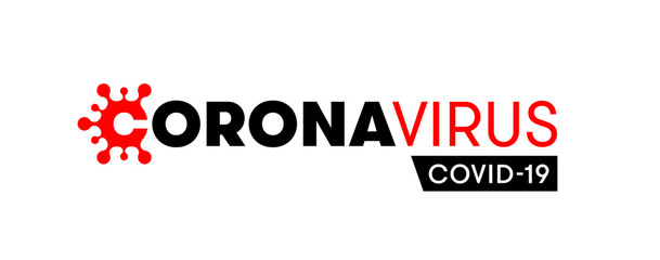 CORONAVIRUS logo or icon for infographics. COVID-19 vector illustration. Dangerous virus brand concept. Minimal typography design for news. Unified visual appearance for pandemic communication.