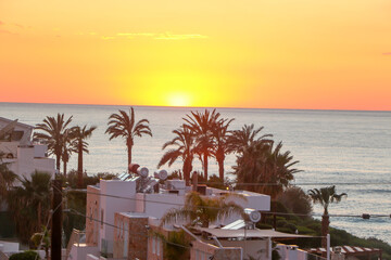 Obraz premium Beautiful colours at sunset outside Paphos in Cyprud