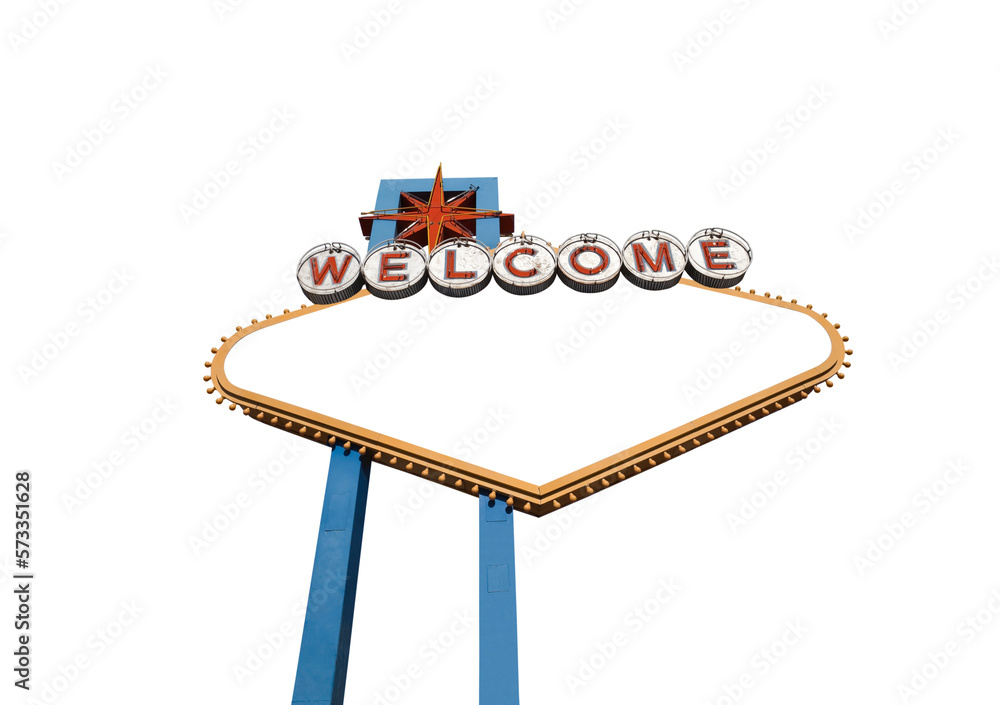 Wall mural las vegas welcome sign isolated with cut out center.