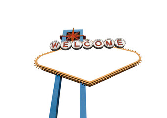 Las Vegas welcome sign isolated with cut out center. © trekandphoto
