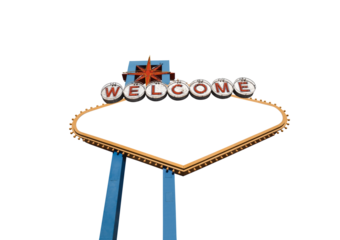 Las Vegas welcome sign isolated with cut out center.