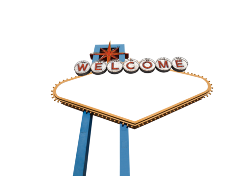 Las Vegas welcome sign isolated with cut out center.