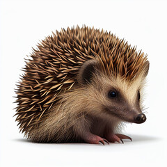 Obraz premium small cute eared hedgehog isolated on white close-up, funny pet, adorable animal, ai generative