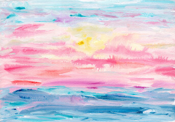 Watercolor pink blue abstract background